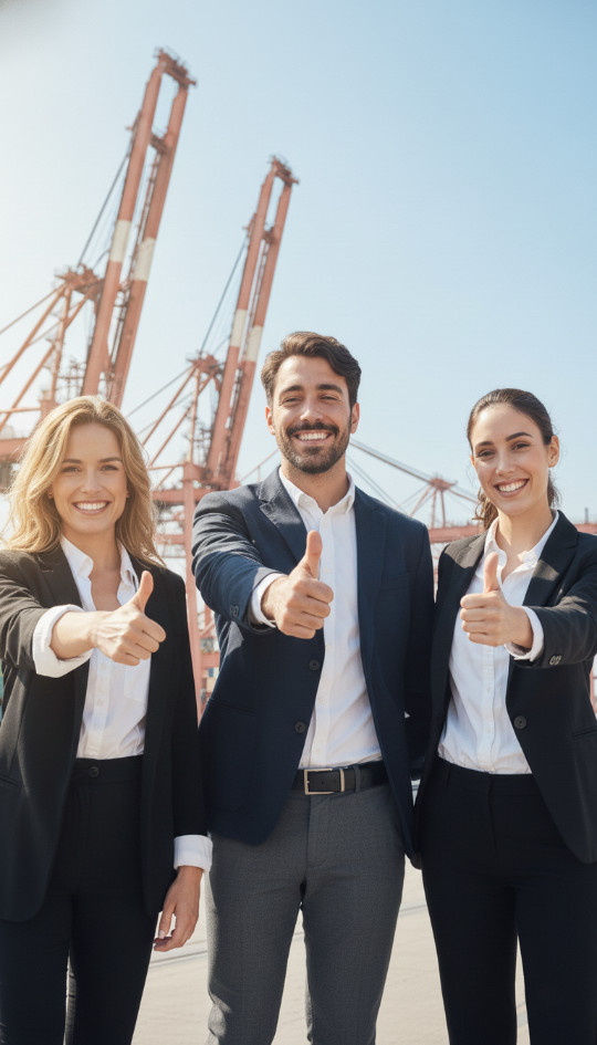 Equipo de Paita International reunido en las instalaciones del puerto, sonriendo y con actitud profesional